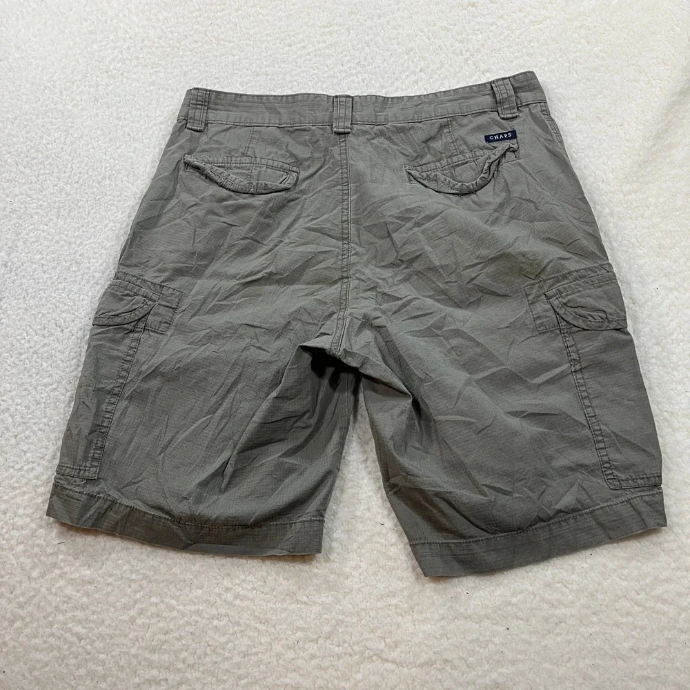 Chaps Cargo Shorts Mens 33 Moss Green Ripstop Cotton Utility Casual Outdoor 7425
